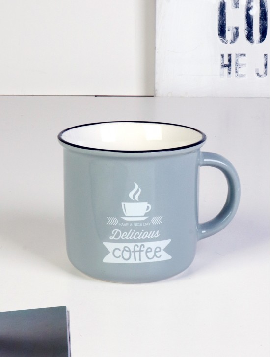 Dark/Gray "Delicious Coffee" Mug 385 ML With Gift Box